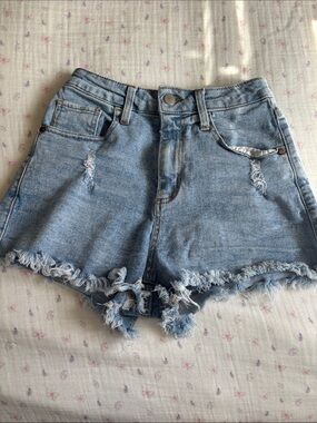 Tinseltown Light Blue Distressed Denim Cutoff Shorts